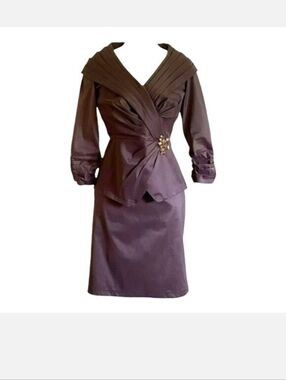Tadashi Shoji Mother Of The Bride Taffeta 2 Piece Taffeta Outfit Top 8 Skirt 12